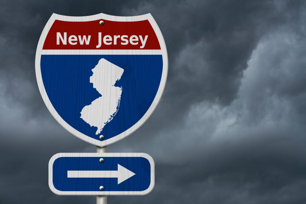 New Jersey sign with arrow